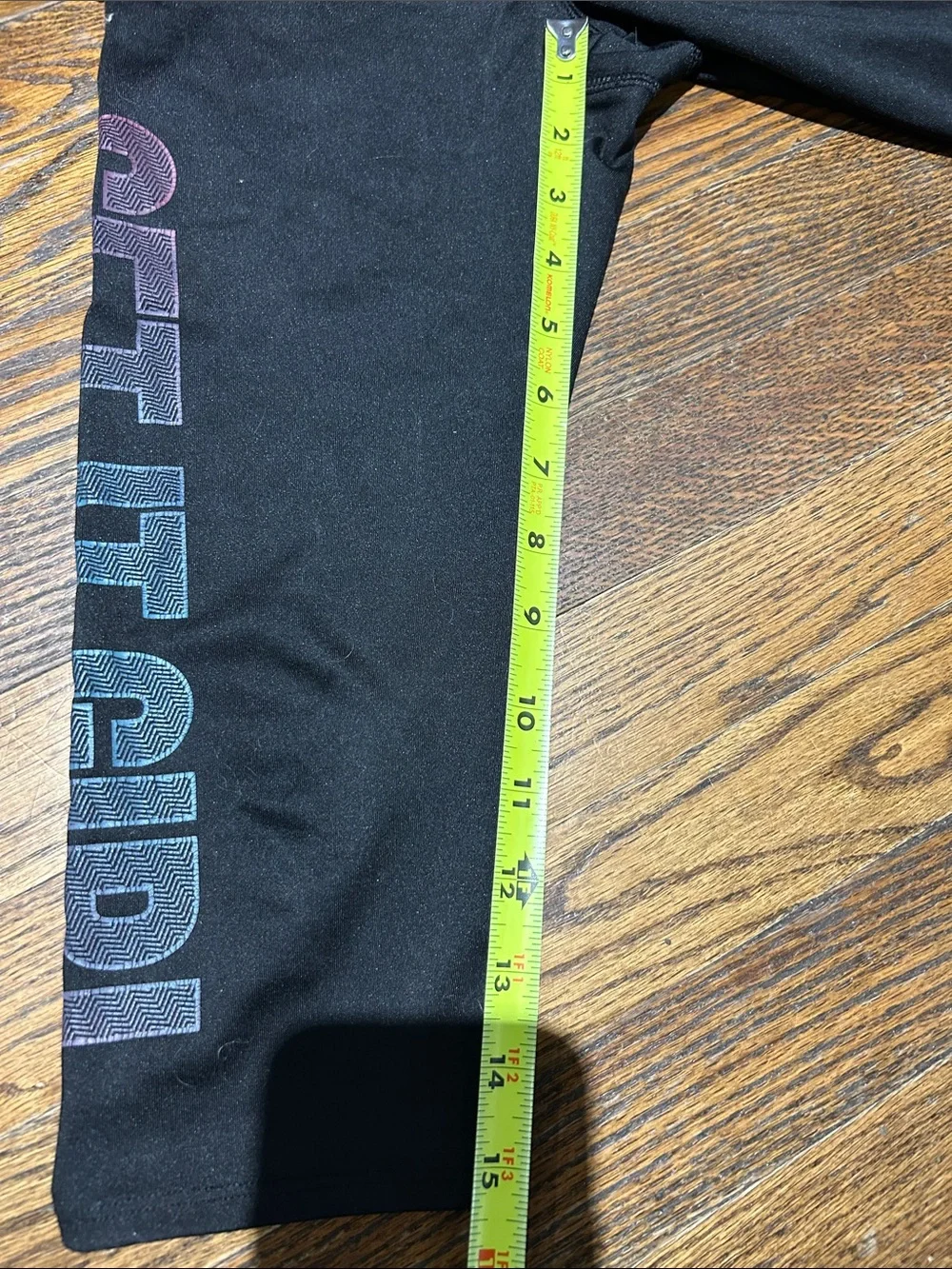 Kids Black Athletic Capri Leggings with Side Lettering